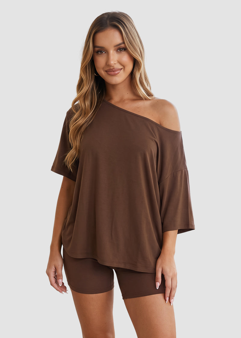 Casual Off-Shoulder Two-Piece Loungewear