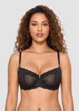 Lace Underwire Unlined Sheer Demi Balconette Bra