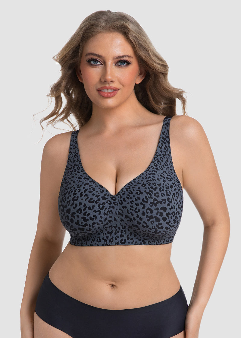 Wireless Leopard V-Neck Contour Bra