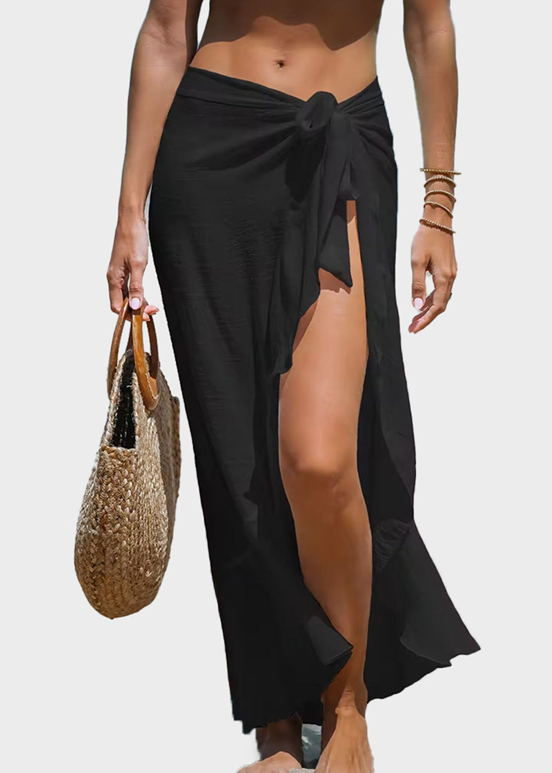 Ruffle Sarong Cover Up Self Tie Wrap Skirt