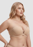 Seamless Strapless Push Up Bra with Front Closure & Removable Straps
