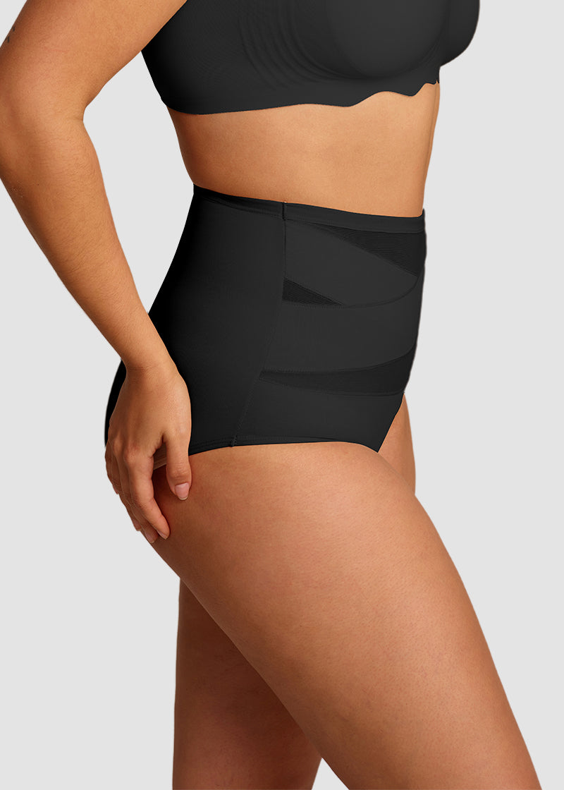 Plus-Size High-Waist Cross Tummy Control Panties (5 Pack)