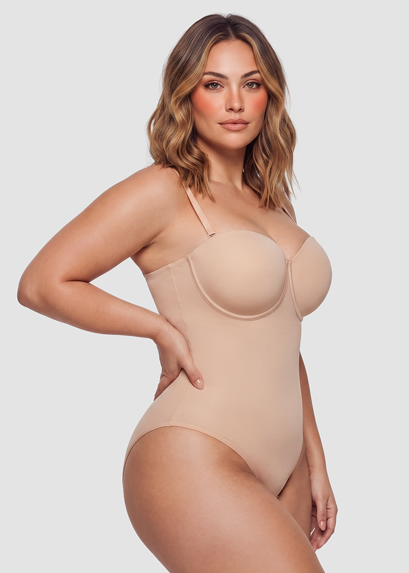 Lace-Up Back Tummy Control Bodysuit