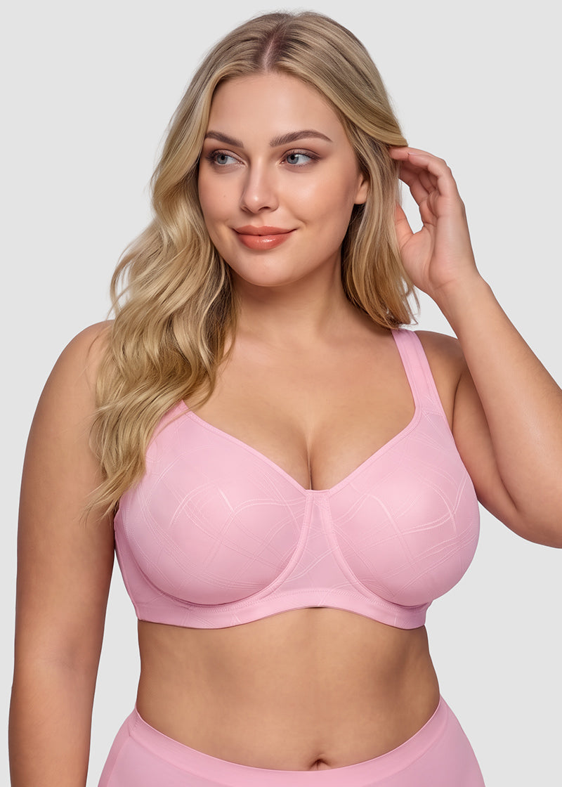 Ultra-Lightweight Full Coverage Cup Jacquard Mesh Comfort Bra
