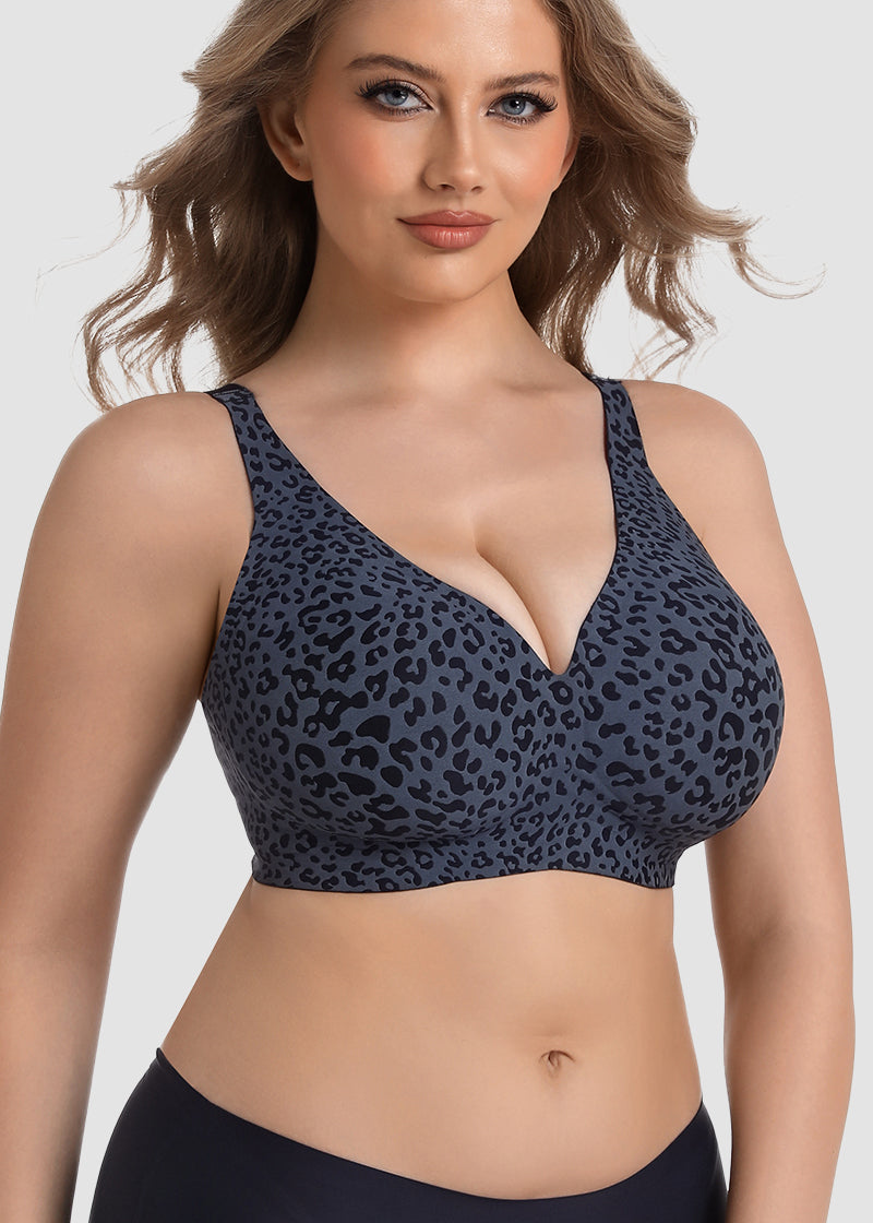 Wireless Leopard V-Neck Contour Bra