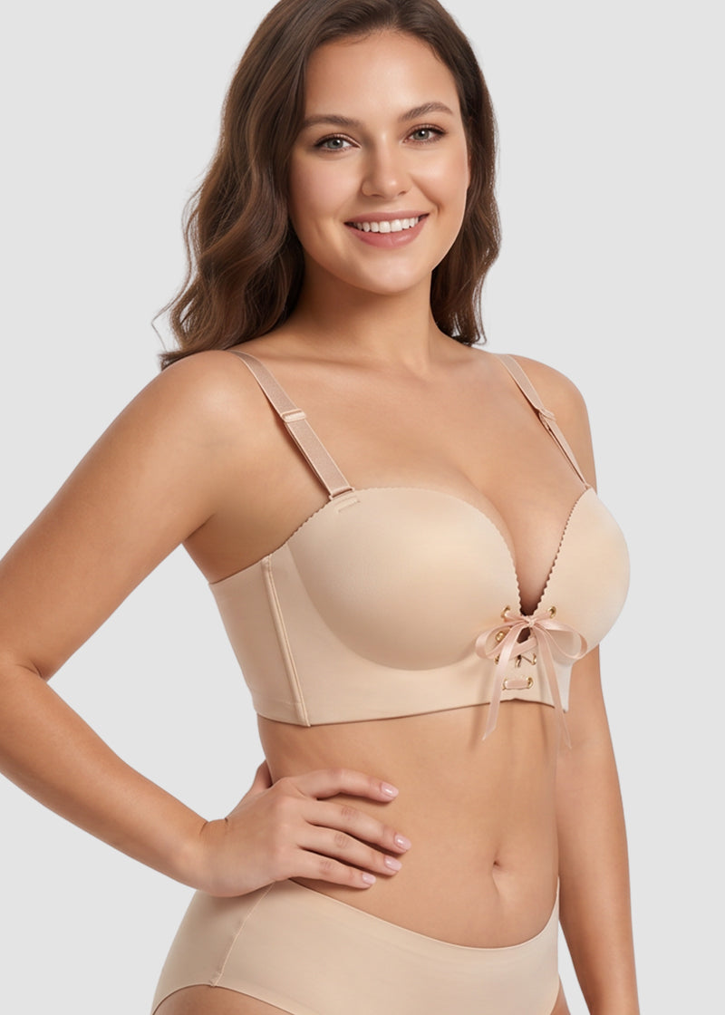 Lace-Up Padded Push-Up Bra