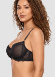 Lace Underwire Unlined Sheer Demi Balconette Bra