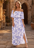 Women's Plus Size Off Shoulder Maxi Dress with Pockets