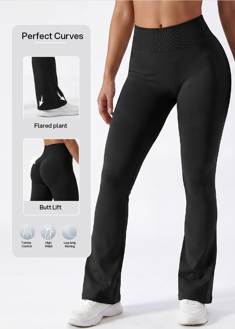 High-Waisted Mini Flare Yoga Leggings – Seamless Butt Lifting Pants