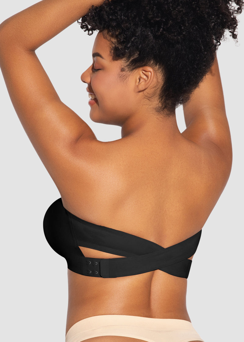 Non-Slip Crossover Side Hook Bandeau Bra