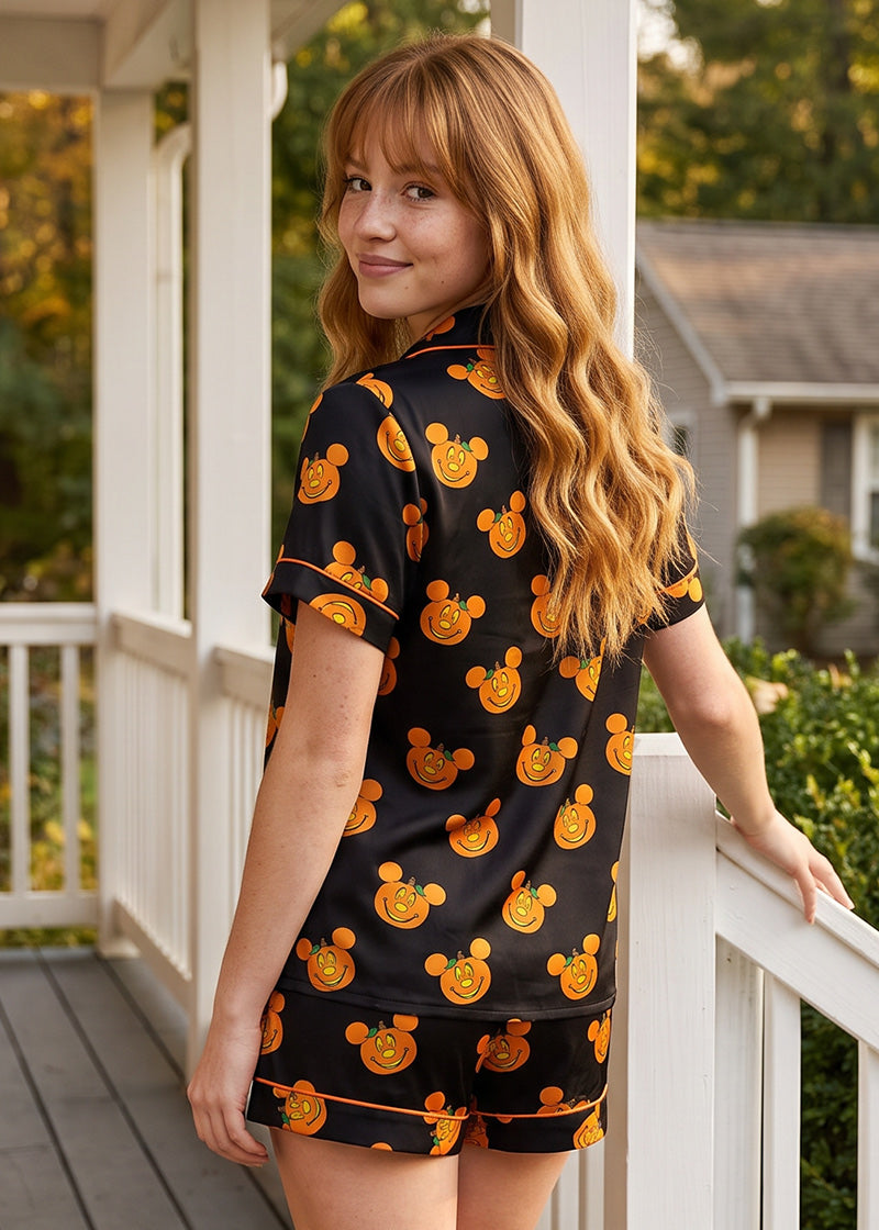 Cute Halloween Cartoon Print 2-Piece Pajama Set