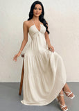 Minimalist Sleeveless Open-Back Halter Maxi Dress