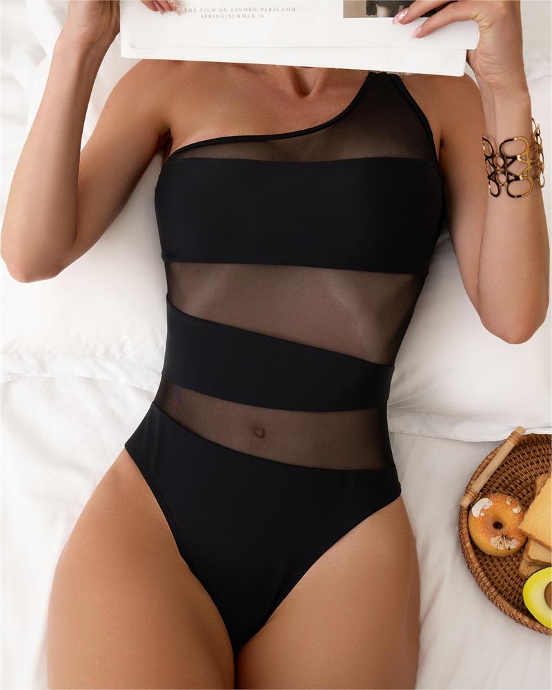 Lily Love® One-Shoulder Mesh One-Piece Swimsuit