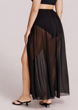 Ringy Sheer Slit Cover-Up Skirt