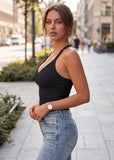 V-Neck Built-In Bra Tank for Everyday Comfort
