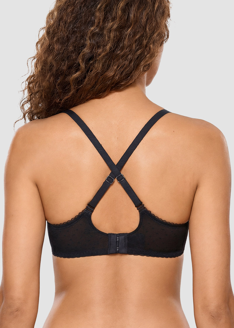 Lace Underwire Unlined Sheer Demi Balconette Bra