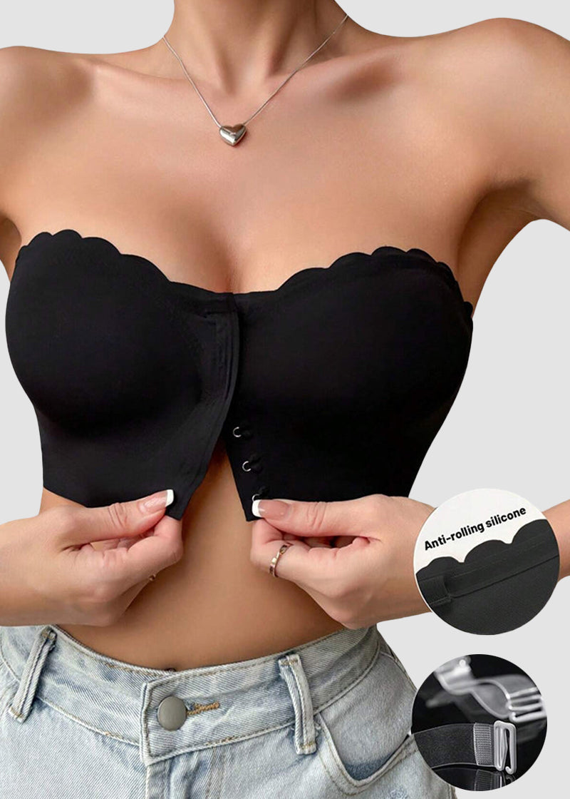 Comfortable Breathable Scallop Trim Hook & Eye Front Bralette