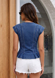 Women's V Neck Denim Vests Tops