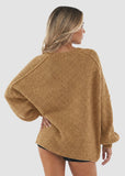 Oversized Open-Front Lantern Sleeve Knit Cardigan
