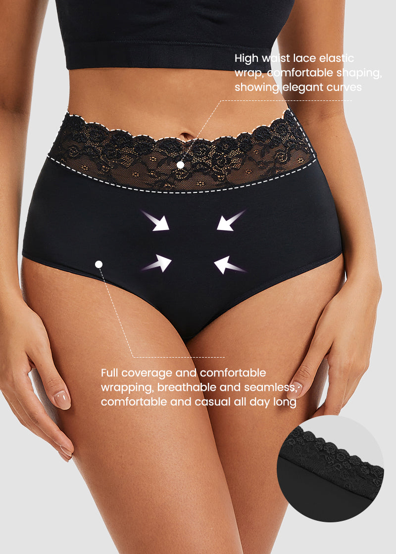 Lace Trim Cotton Hipster Panties (5 Pack)