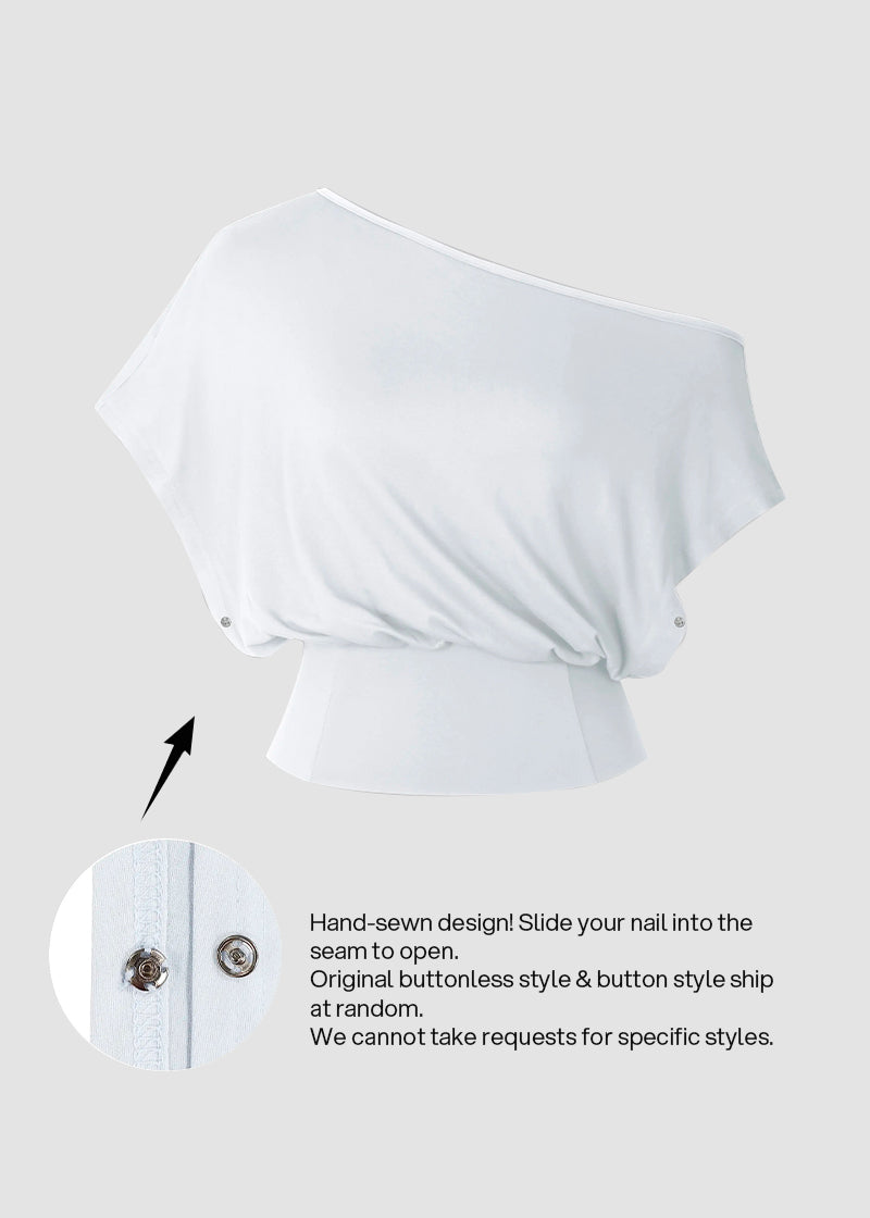 Off-Shoulder Y2K Crop Top with Open Underarm & Side Split