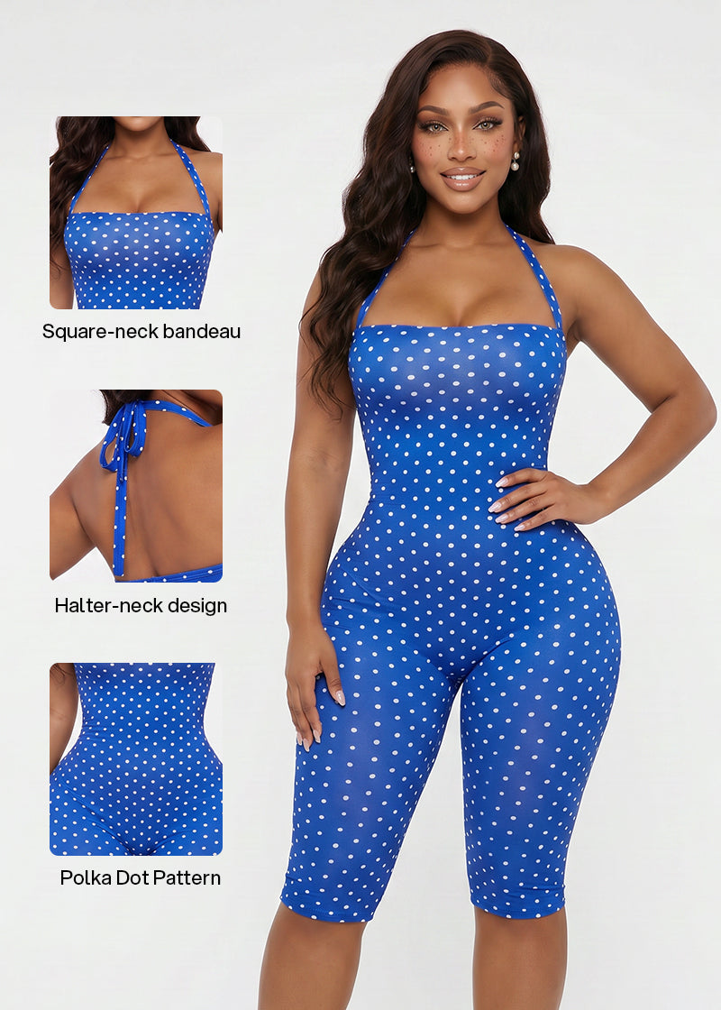 Women's Polka Dot Halter Bodycon Elegant Retro Jumpsuit