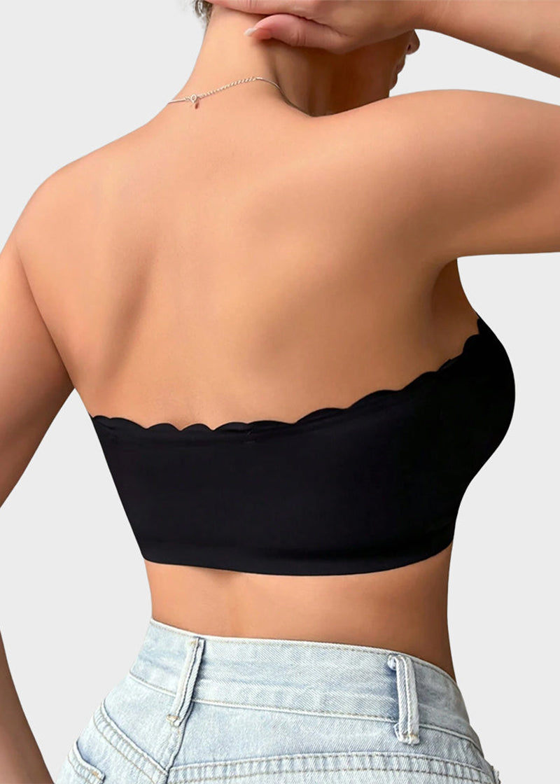 Comfortable Breathable Scallop Trim Hook & Eye Front Bralette