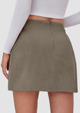 High Waist Corduroy Mini Skirt with Built-in Safety Shorts