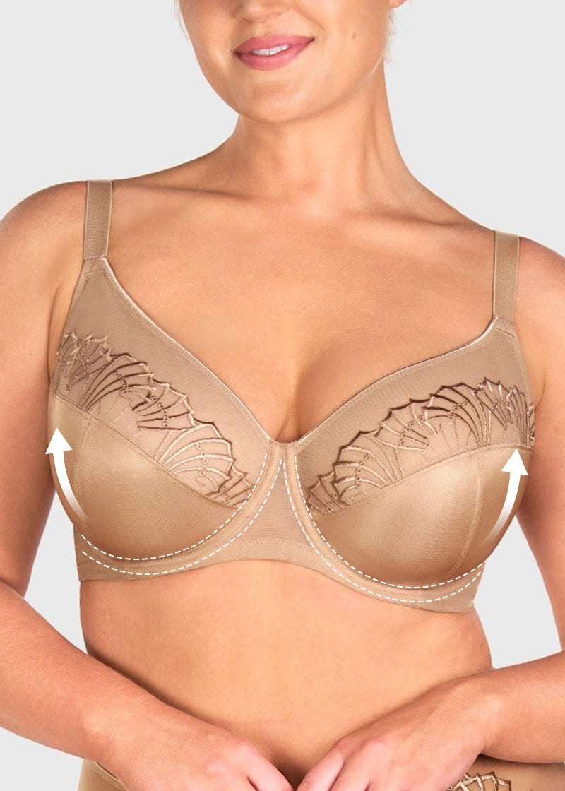 Plus-Size Pearl Shimmer Lace Minimizer Bra