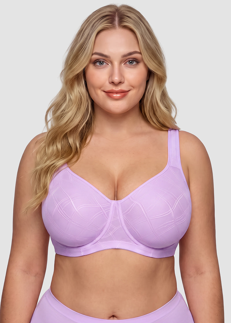 Ultra-Lightweight Full Coverage Cup Jacquard Mesh Comfort Bra