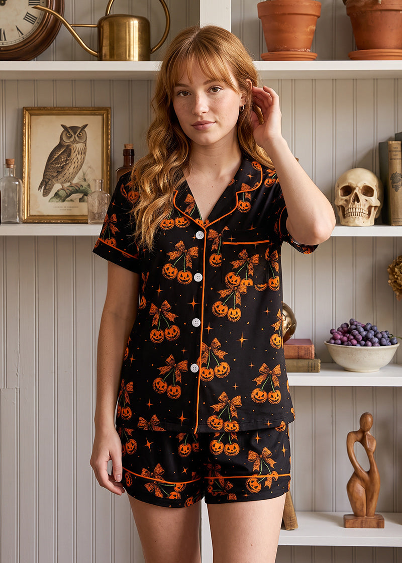 Cute Halloween Cartoon Print 2-Piece Pajama Set
