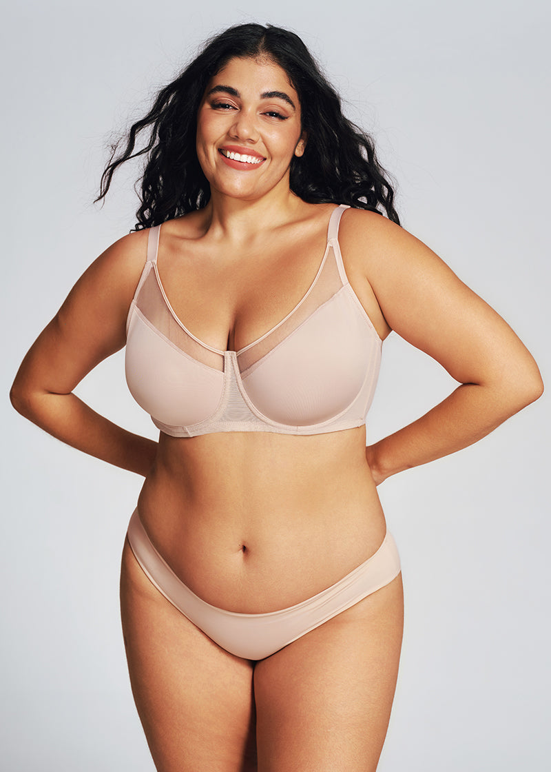 Unlined Mesh Panel Minimizer Bra