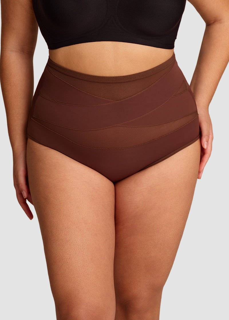 Plus-Size High-Waist Cross Tummy Control Panties (5 Pack)