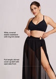 Ringy Sheer Slit Cover-Up Skirt