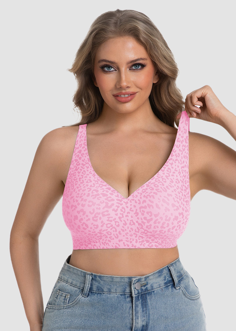 Wireless Leopard V-Neck Contour Bra