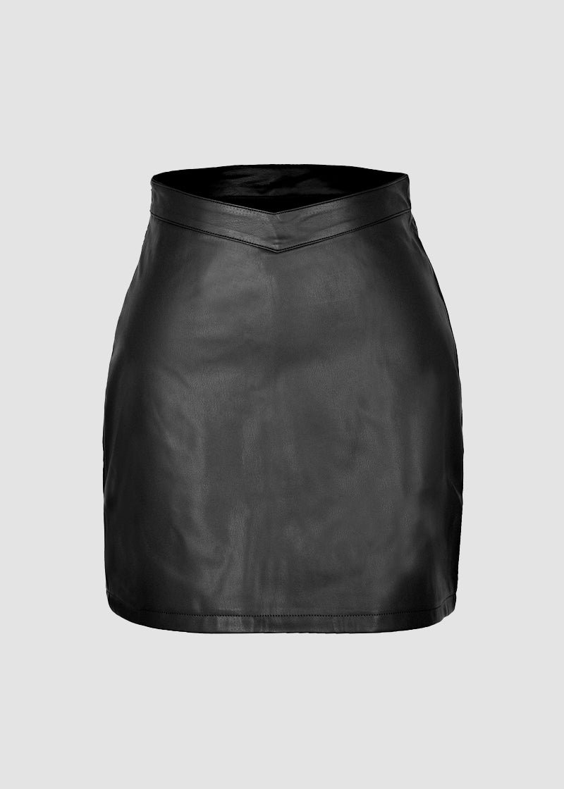 Mini Skirt Faux Leather PU Boots Skirts