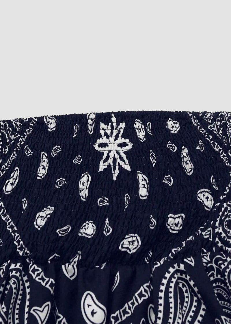 Plus Size Boho Strapless Asymmetrical Hem Top with Ethnic Print