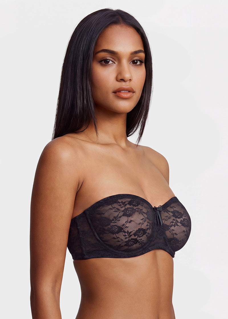 Stay-Put Strapless Lace Push Up Bra