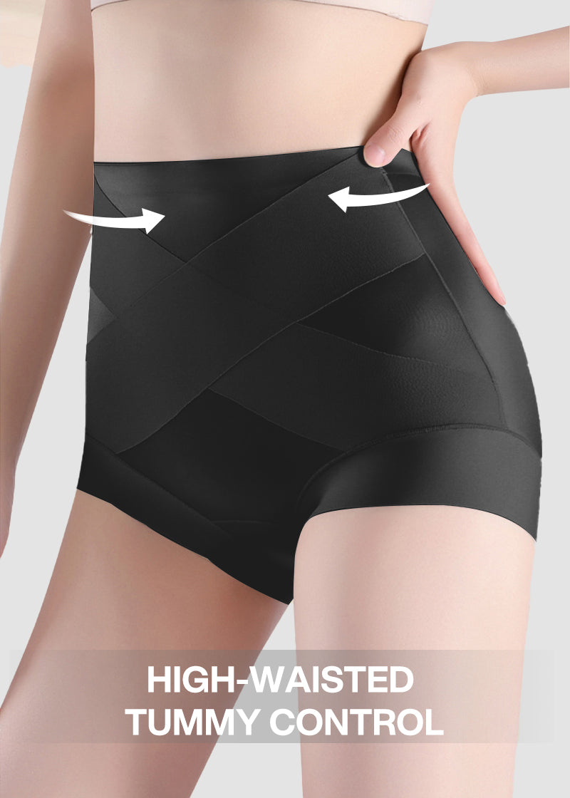 High-Waist Cross Compression Shaping Panties （6 Pack）