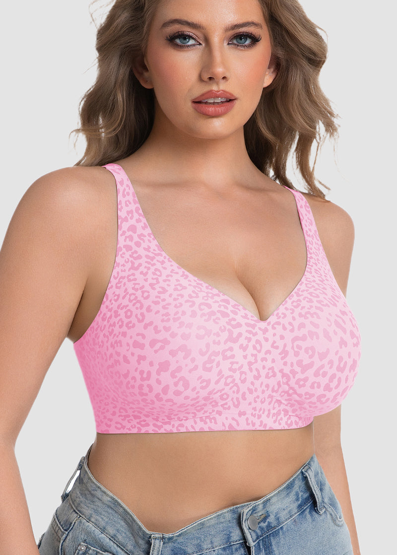 Wireless Leopard V-Neck Contour Bra