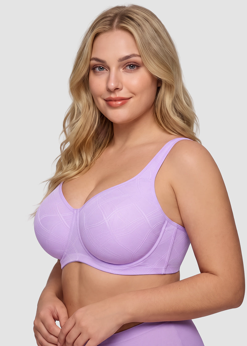 Ultra-Lightweight Full Coverage Cup Jacquard Mesh Comfort Bra