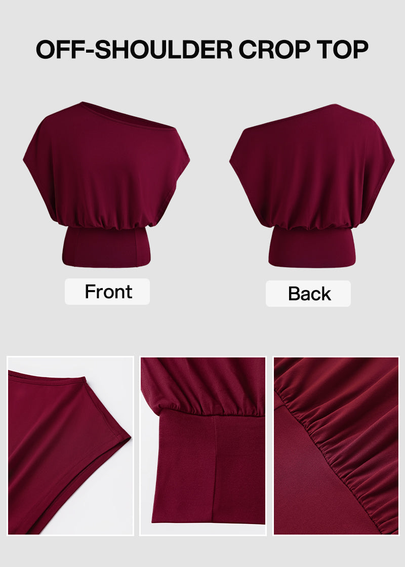 Off-Shoulder Y2K Crop Top with Open Underarm & Side Split