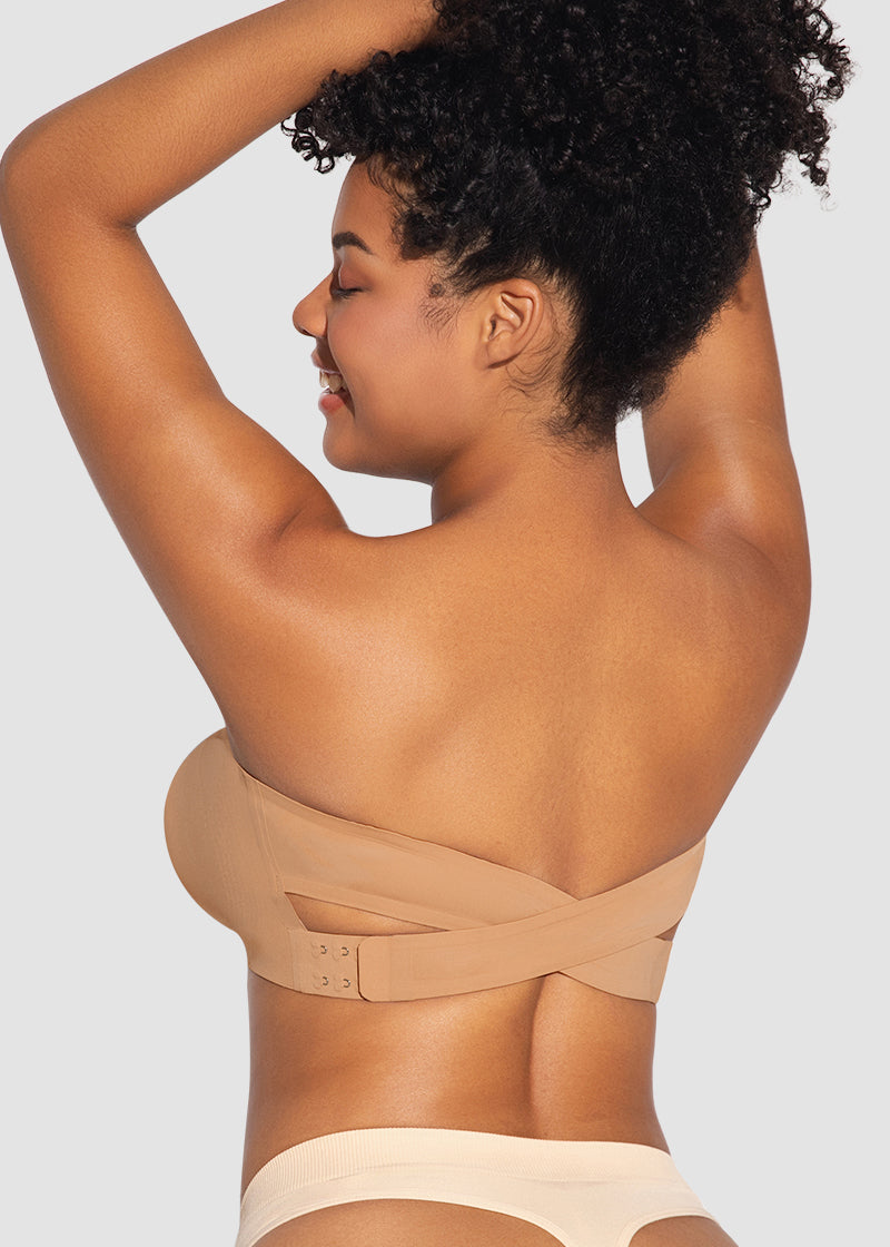 Non-Slip Crossover Side Hook Bandeau Bra