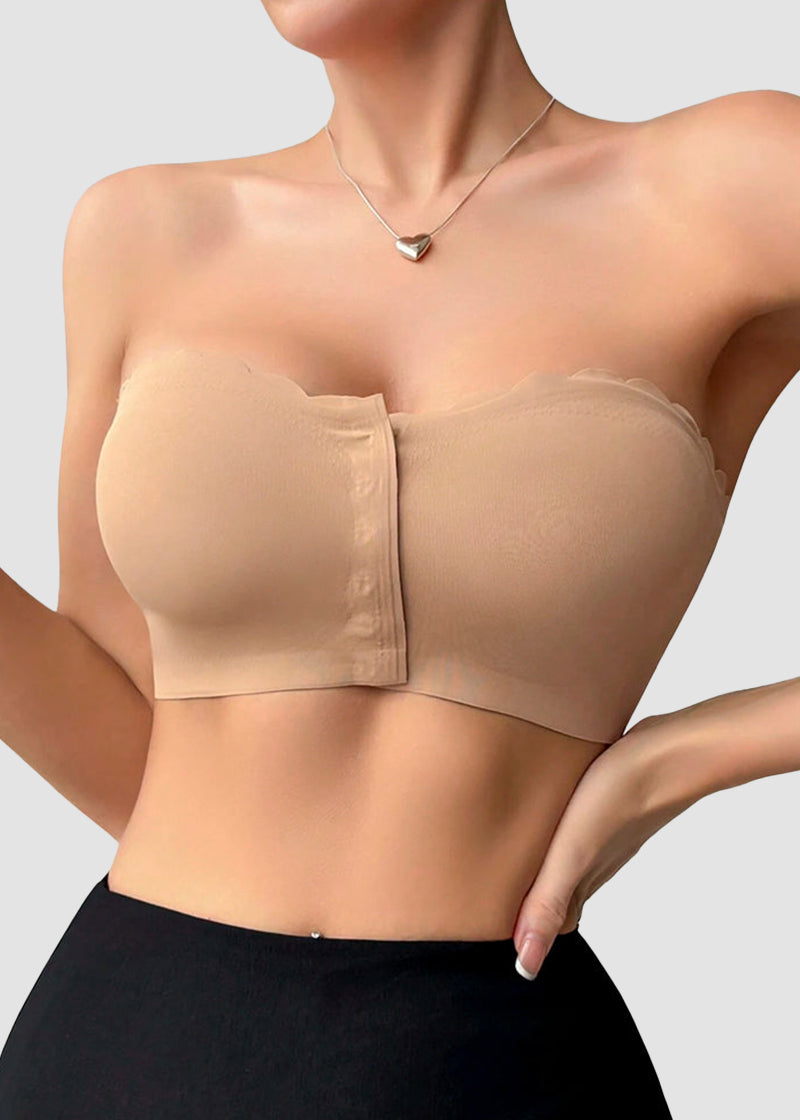 Comfortable Breathable Scallop Trim Hook & Eye Front Bralette