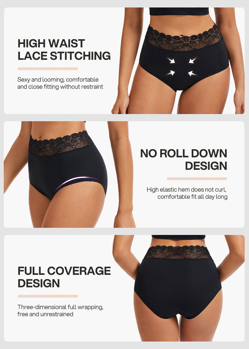 Lace Trim Cotton Hipster Panties (5 Pack)