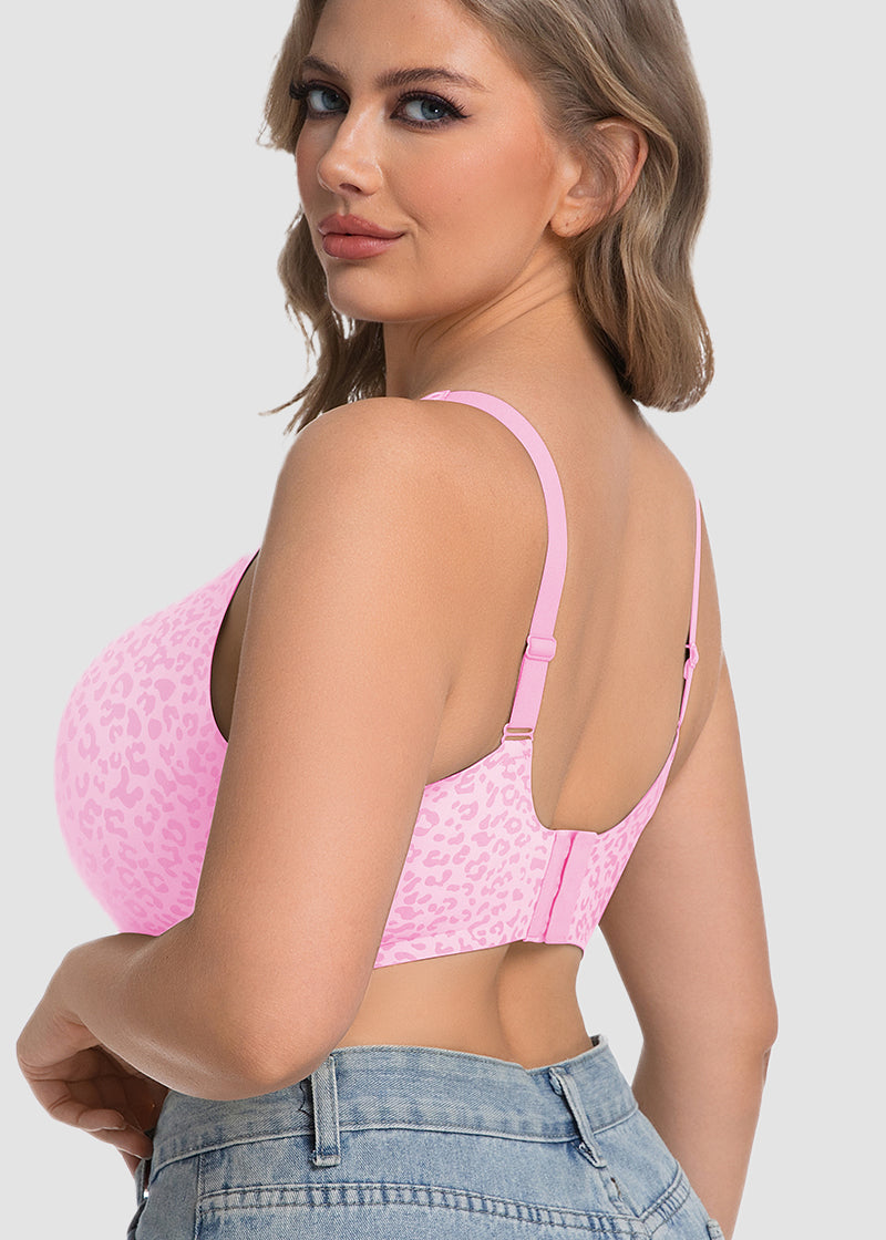 Wireless Leopard V-Neck Contour Bra