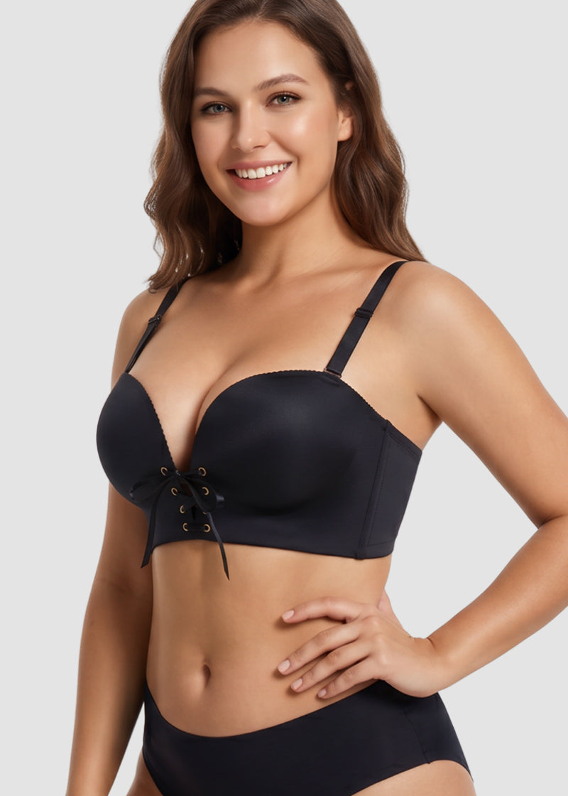 Lace-Up Padded Push-Up Bra