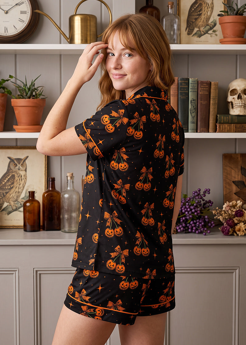 Cute Halloween Cartoon Print 2-Piece Pajama Set