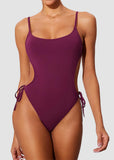 Scoop Neck Backless One Piece Swimsuit – Adjustable Straps, Fully Lined