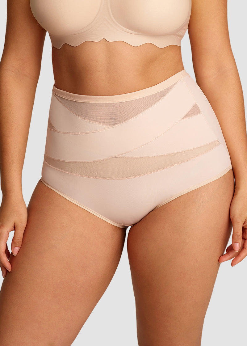 Plus-Size High-Waist Cross Tummy Control Panties (5 Pack)